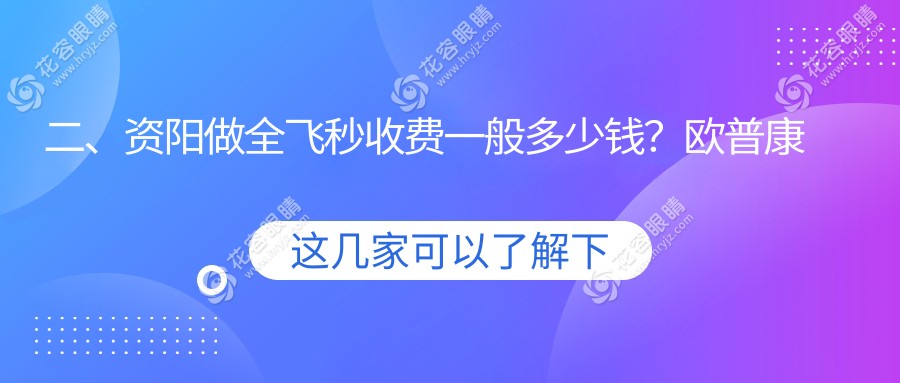 二、資陽做全飛秒收費(fèi)一般多少錢？歐普康眼科8959、10598、12850