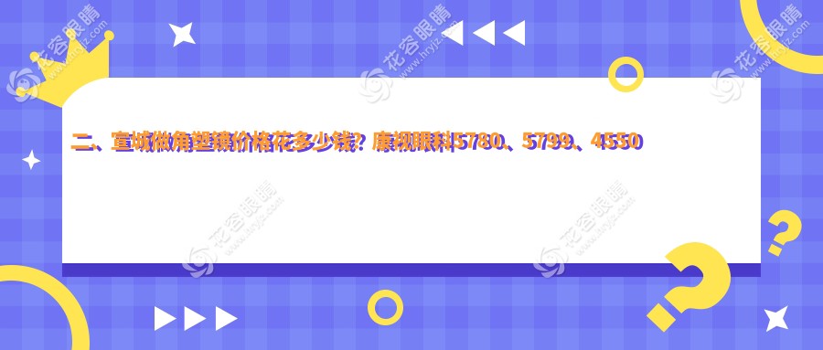 二、宣城做角塑鏡價格花多少錢？康視眼科5780、5799、4550