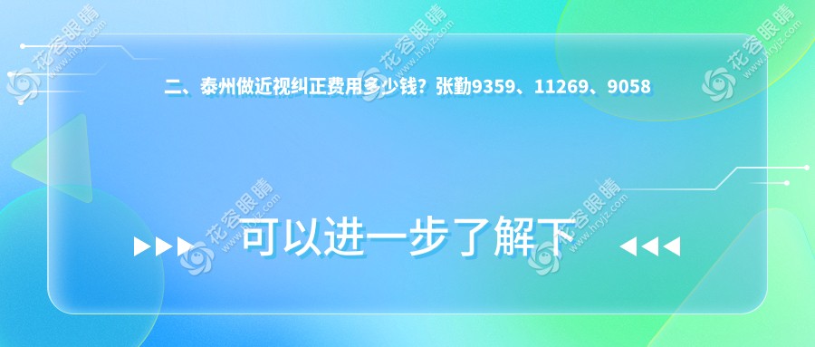 二、泰州做近視糾正費(fèi)用多少錢？張勤9359、11269、9058