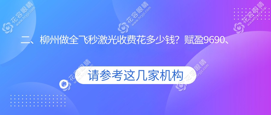 二、柳州做全飛秒激光收費(fèi)花多少錢？賦盈9690、賦盈10460、11598