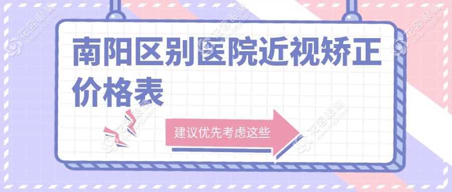 南阳区别医院近视矫正价格表